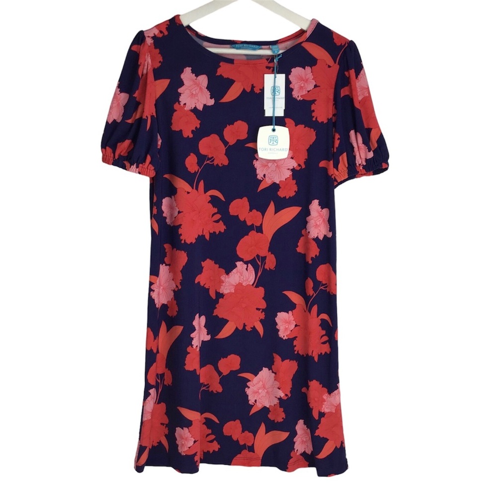 NWT Tori Richard Honolulu Open Spaces Patrice Floral Pink Shift Dress Sz S